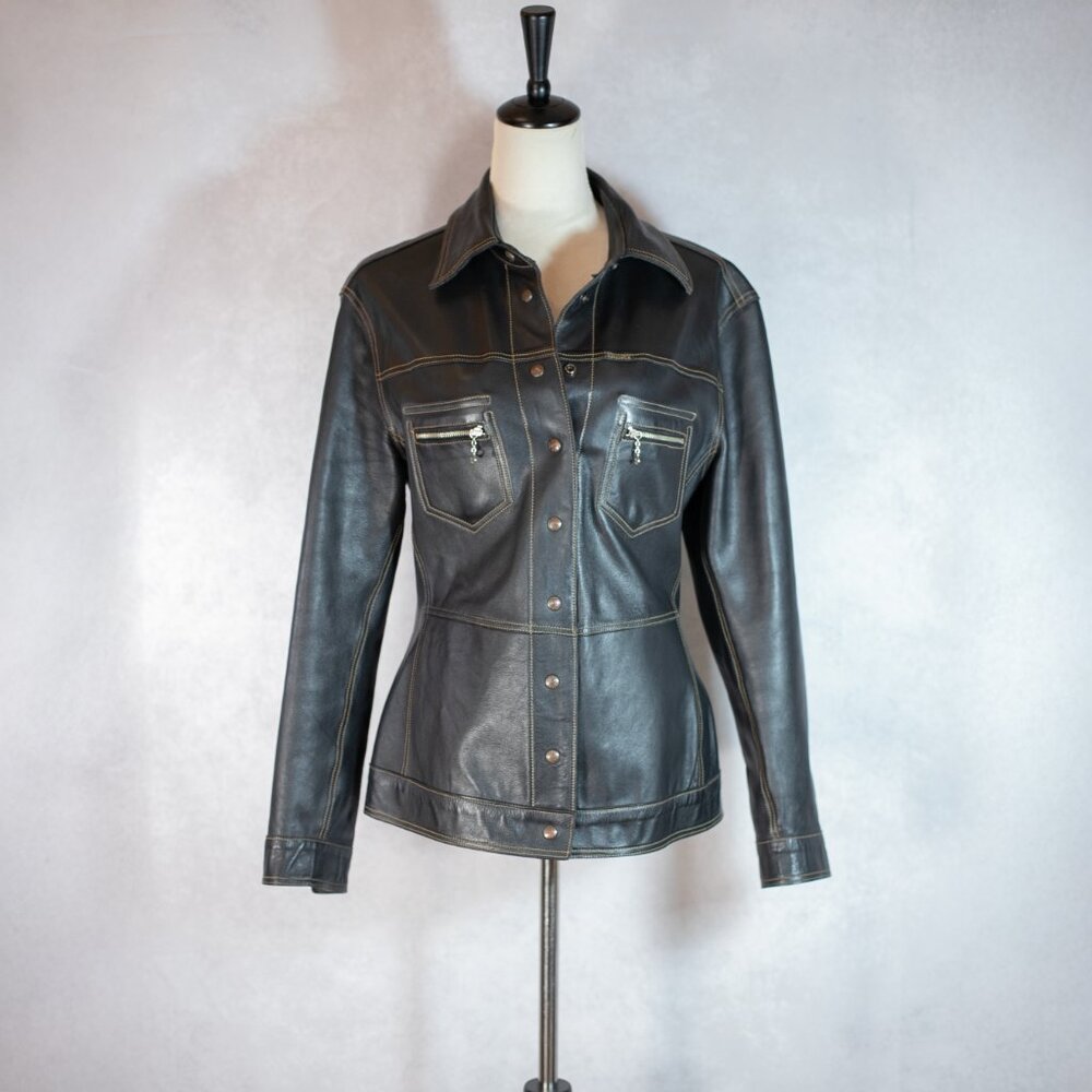 Diesel Womens Аuthentic Reversible Genuine Leather Suede Jacket Black Size L